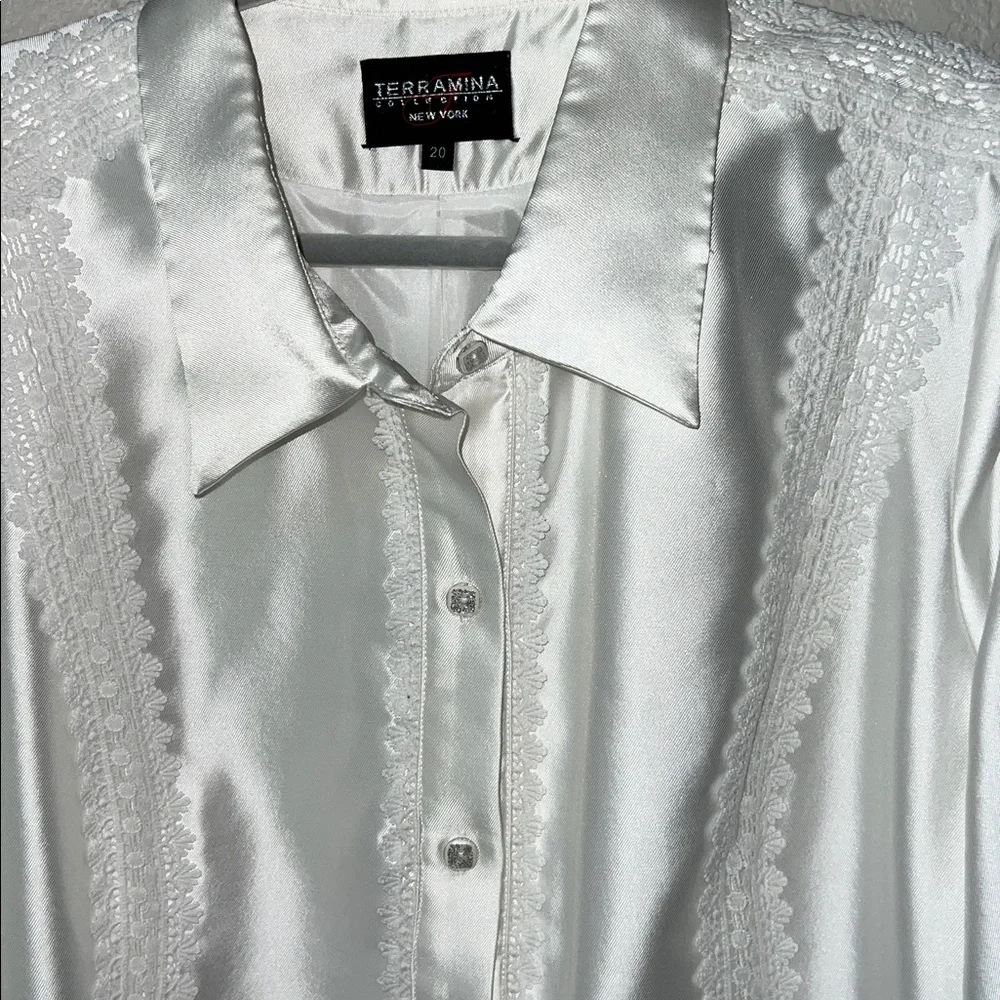 Terramina Collection Church Sunday Best Easter White Long Sleeve Dress Size 20 - Picture 4 of 9